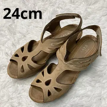 SAYA 사야 웨지솔 샌들 스웨이드 24cm 벨크로 테이프