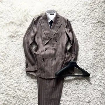 <24ss>TAGLIATORE 최신 로고 브라운 린넨 더블 수트 48