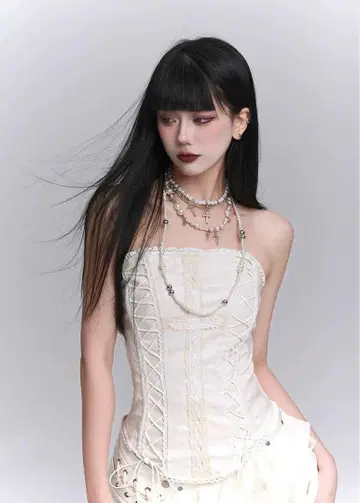 eu4ria WHITE CROSS TUBE TOP 코르셋