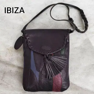 IBIZA 이비자 뜨개질 가죽 패치워크 얇은 타입 숄더백