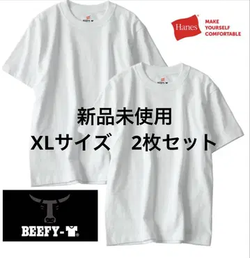 헤인즈] 비피 티셔츠 BEEFY 2장 세트 XL 사이즈 화이트 반팔
