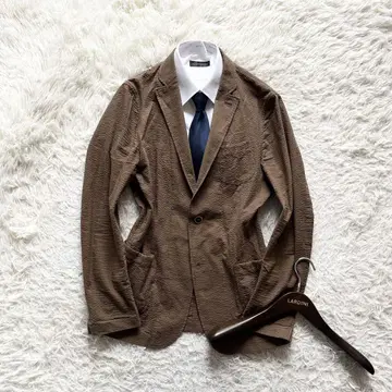 <>LARDINI 새로운 로고 브라운 시어서커 자켓 사이즈 46