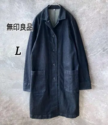무인양품 데님 코트 체스터 코트 겉옷 긴팔 여성용 L