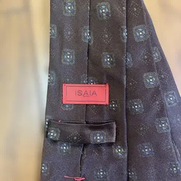ISAIA 기하학 패턴 브라운 넥타이
