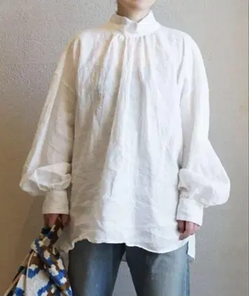 journal standard luxe L 바지 하이넥 퍼프 블라우스