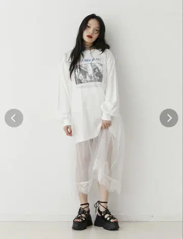 jouetie 튤 레이어드 원피스 m