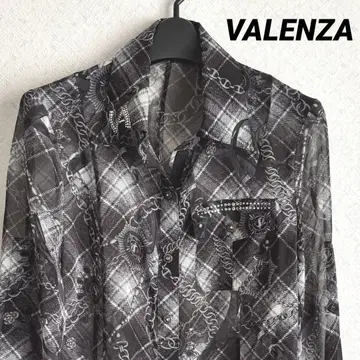 새상품급 VALENZA 시어 셔츠 시어 비침 올 패턴 체인 패턴