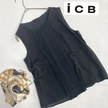 ICB 23구 온워드 네이비 플리츠 슬리브리스 오피스 캐주얼