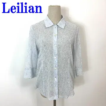 Leilian 레리안 7부 소매 셔츠 블루 코튼 100% 9 C3199