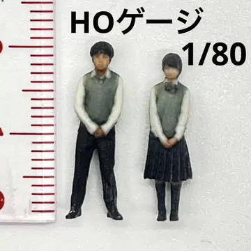 HO 게이지 1/80 고등학생 남녀 피규어 2개 철도 모형 1/64 이상