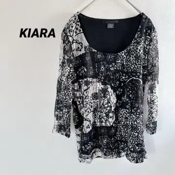 키아라 블랙 화이트 전체 레이스 시스루 오분 소매 상의