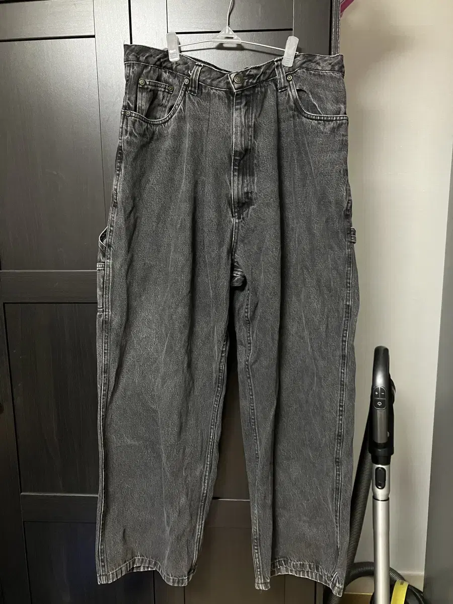 디엠빈티지 흑청데님 카펜터 팬츠 힙합 코디