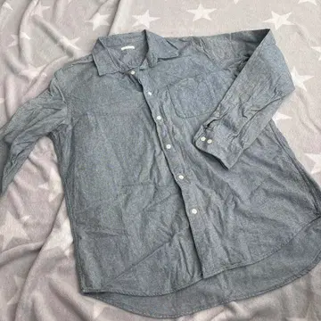 지유 남성용 상의 그레이 데님풍 긴팔 셔츠 L 사이즈