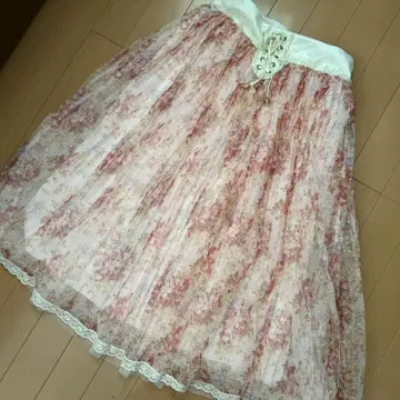 리즈리사 꽃무늬 레이스 종아리 기장 스커트