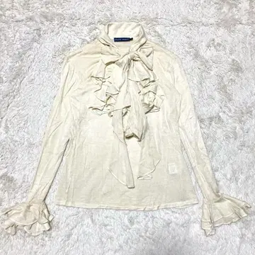 레어 랄프 로렌 실크 100% 블라우스 보타이 리본 상의