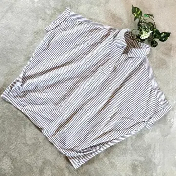 마블 왈츠 오픈 카라 풀오버 반팔 블루 스트라이프 사이즈 M