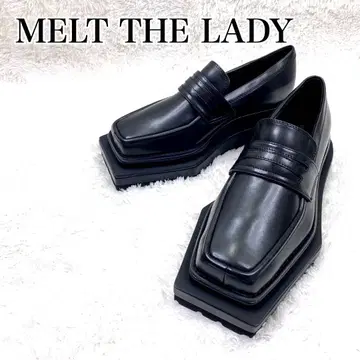 미사용 MELT THE LADY 통굽 스퀘어 로퍼 블랙 38 슬림 레그