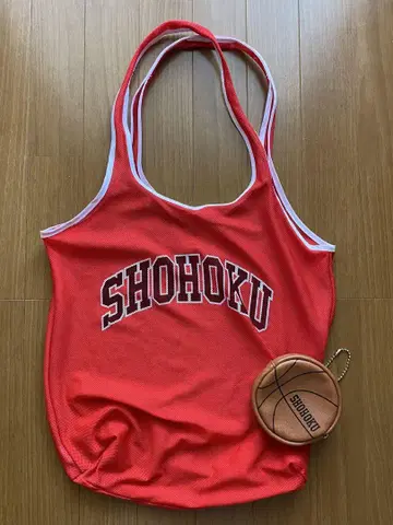 슬램덩크 SHOHOKU 공형 파우치 포함 메쉬 에코백