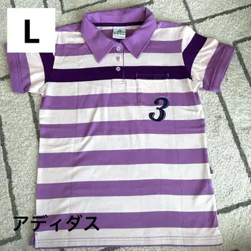 아디다스 adidas 보라색 카라 부착 폴로 셔츠 보더 L 사이즈