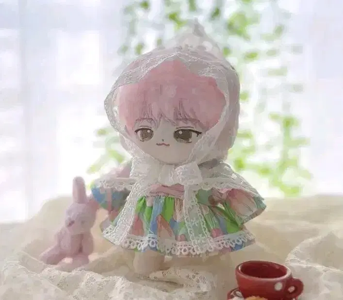체리옷장 인형옷 20cm 원피스피치튤립+보닛  판매