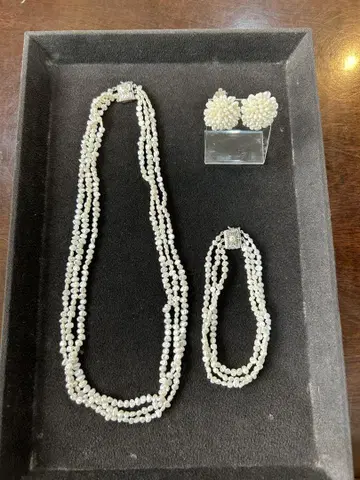 진주 목걸이 팔찌 귀찌 세트