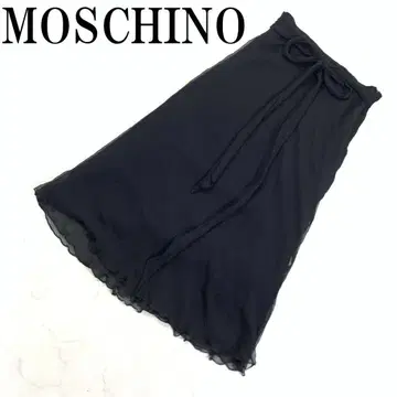LA6603 모스키노 실크 100% 롱 쉬폰 스커트 블랙 L