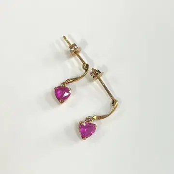 K5 K10 5금 10금 루비 귀걸이 웨이브 골드 액세서리