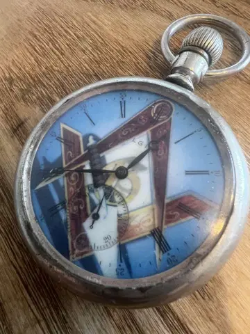 할인 엘르 ELGIN 수동 와인딩 회중시계 나침반 프리메이슨