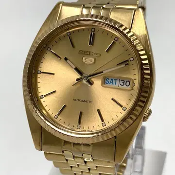 [작동] SEIKO5/세이코 데이데이트 오토매틱 골드 스켈레톤
