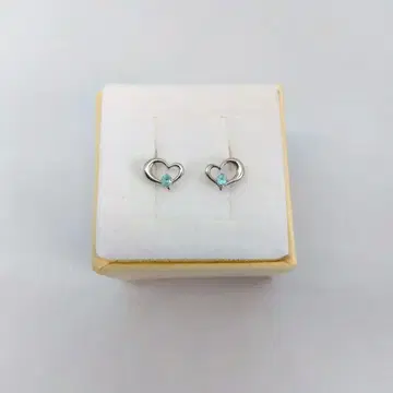 K14WG 귀걸이 하트 모티브 블루 양쪽 귀