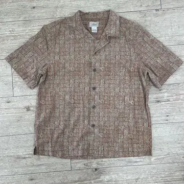 llbean 90s 00s 오픈 카라 알로하 셔츠 L 올 패턴 브라운