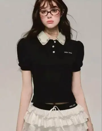 oakmoo 폴로 넥 숏 슬리브 드 스트레치 패널 탑 S
