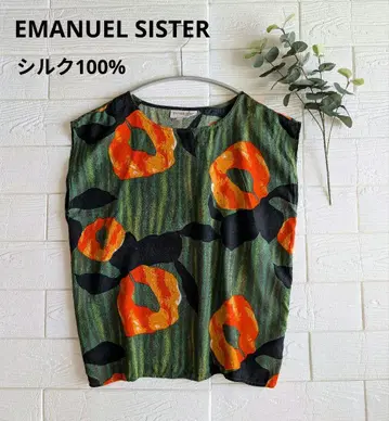 EMANUEL SISTER 실크 100% 슬리브리스 블라우스 티셔츠
