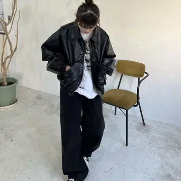 shesame 인조 가죽 자켓 블랙