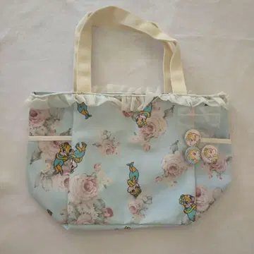 리즈리사 디즈니 클라리스 꽃무늬 토트백 캔뱃지