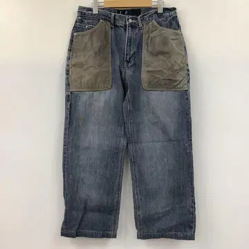 KARL KANI 칼카니 배기 데님 데미지 데님 포켓 가죽