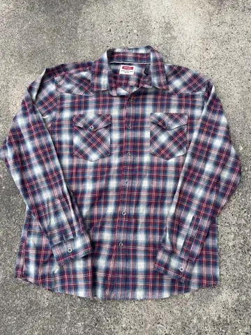 90s Wrangler 웨스턴 셔츠 옴브레 체크 플란넬 셔츠