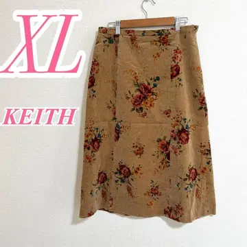 KEITH XL 플레어 스커트 꽃무늬 베이지 벨로아 예쁜 오피스