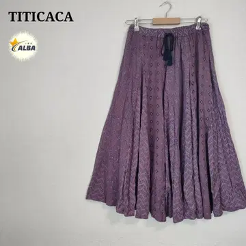 TITICACA 티티카카 플레어 스커트 보태니컬 무늬 에스닉 무늬 퍼플