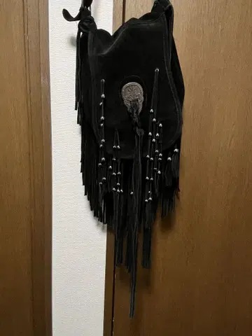 00s vkei y2k 프린지 블랙 가죽 숄더백 if 펑크