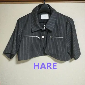 HARE 메탈 지퍼 숏 블라우스 자켓 반팔