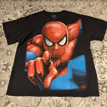 스파이더맨 티셔츠 L 사이즈 블랙 구제 의류