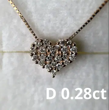 23P 파베 다이아몬드 하트 펜던트 핑크 골드 목걸이 k10