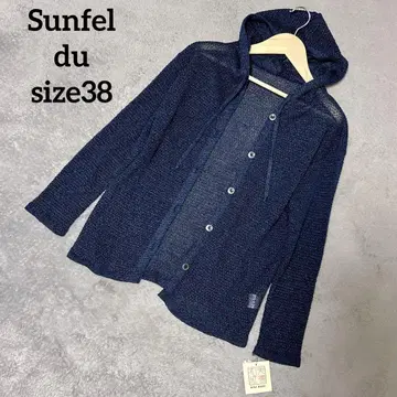 Sunfel du 후드 부착 여성용 여름 썸머 니트 후드티 상의 네이비