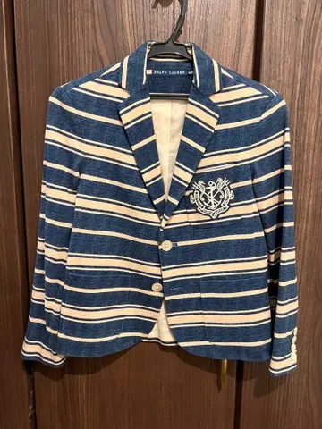 RALPH LAUREN 코튼 보더 자수 패치 테일러드 자켓