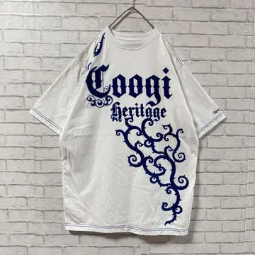 레어 COOGI 쿠지 반팔 티셔츠 오버 사이즈 아트 화이트 파랑 XL