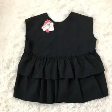 택 포함 코카 슬리브리스 티어드 페플럼 블라우스 앞뒤 2way 블랙 L