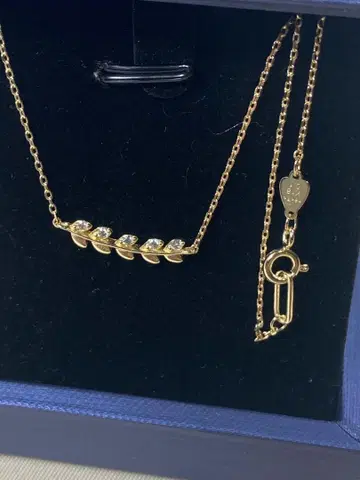 Agete 잎 모티브 스톤 목걸이