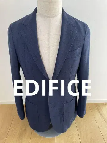 EDIFICE 네이비 체크 무늬 테일러드 자켓
