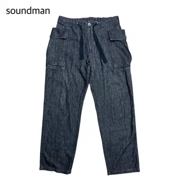 soundman 블랙 데님 이지 팬츠 카고 40
